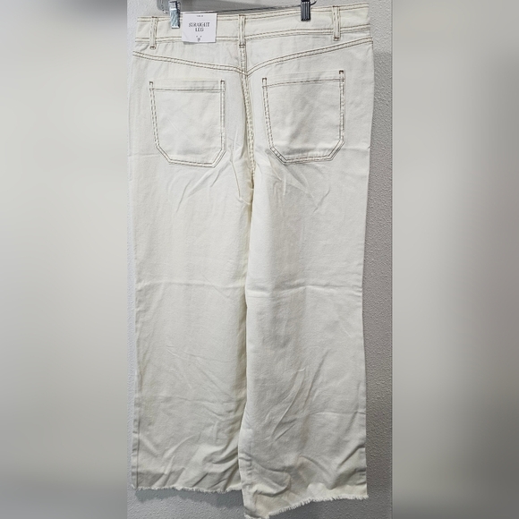Future Collective Women's High Rise Straight Leg Raw Hem Cream Jeans Size 14 NWT - Picture 7 of 16